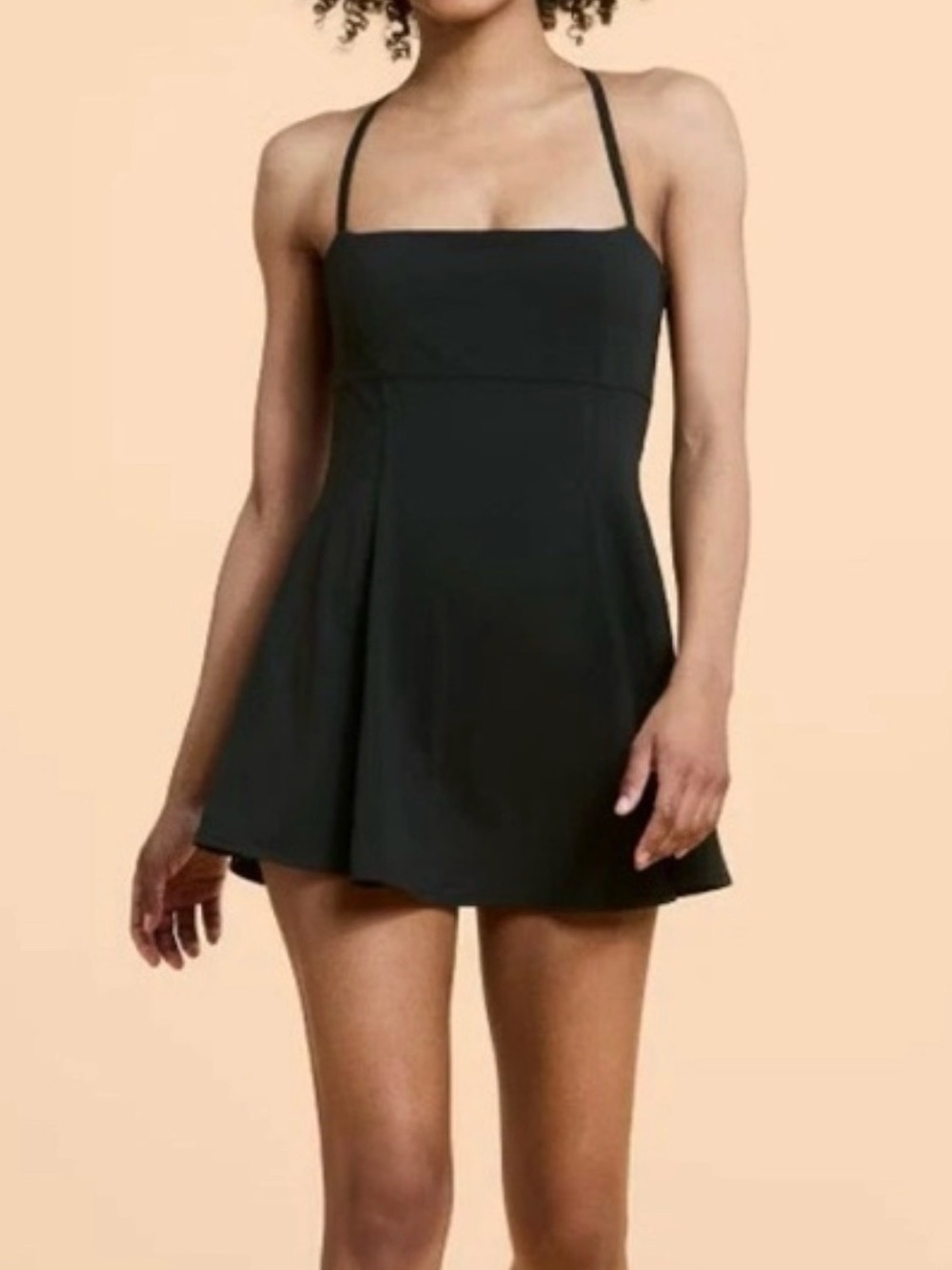 Blogilates Black Square-Neck tennis dress